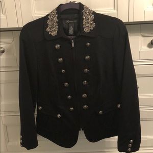 Short black coat silver trim